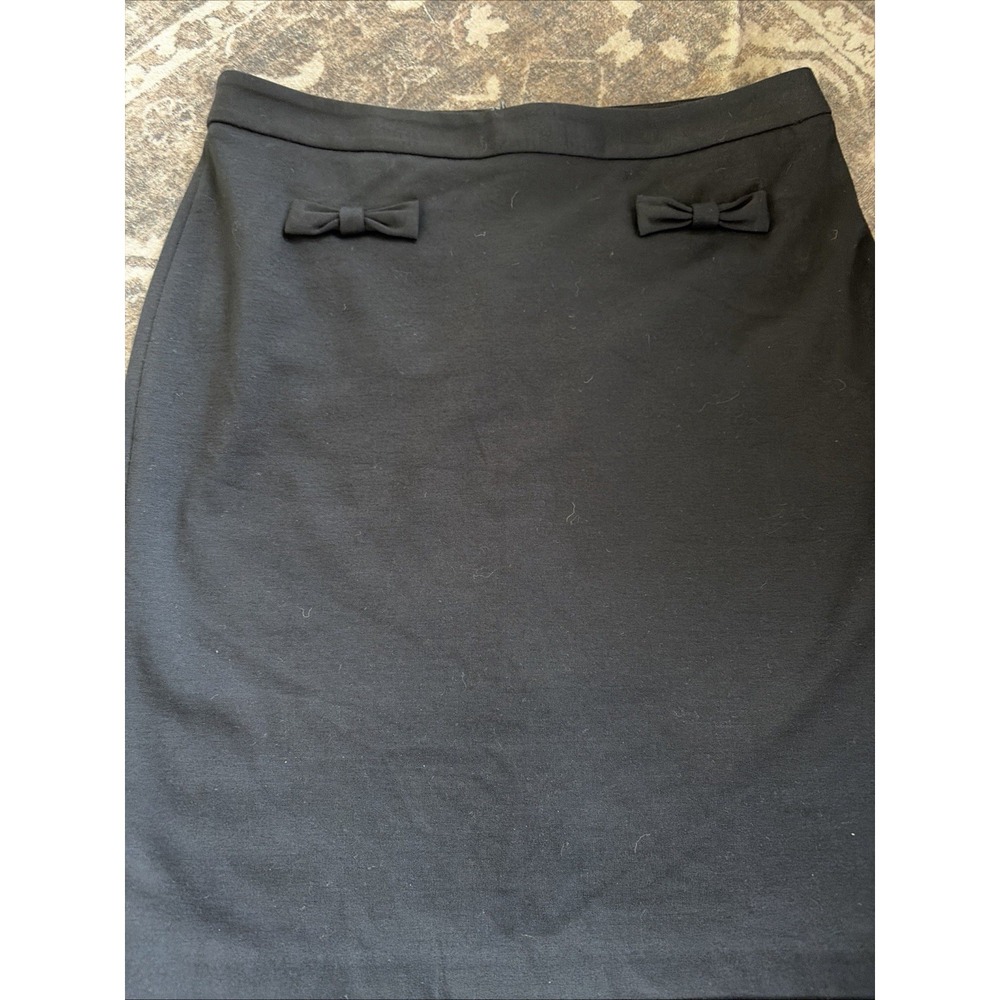 Talbots Size 10 Petite 10P Black Knit Pencil Skirt with Bows